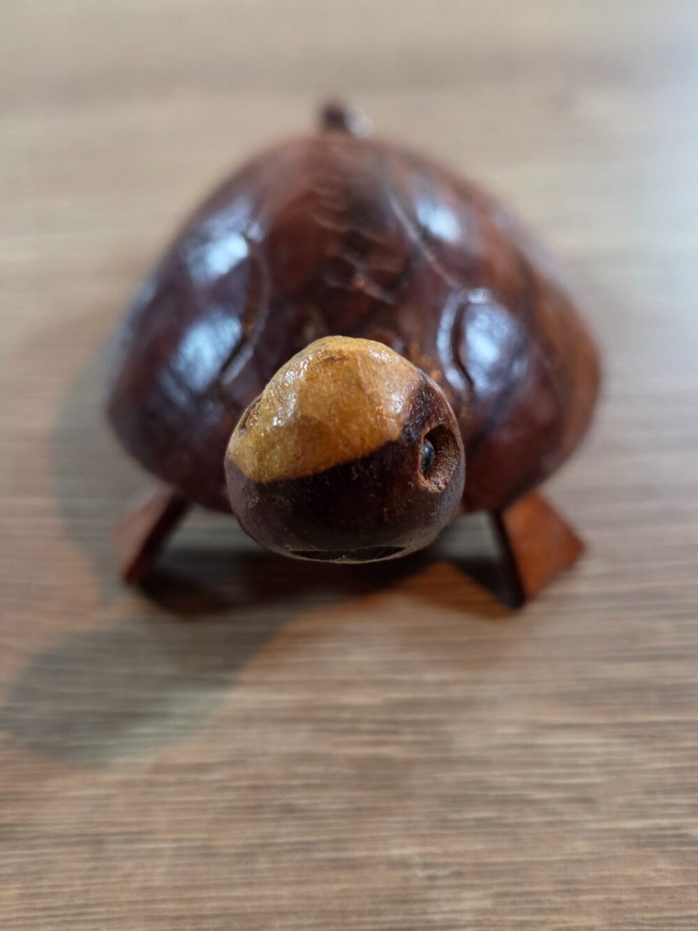Vintage Hand Carved Wood Turtle Figurine Jamaica 5"‎ Tropical Island Boho Decor